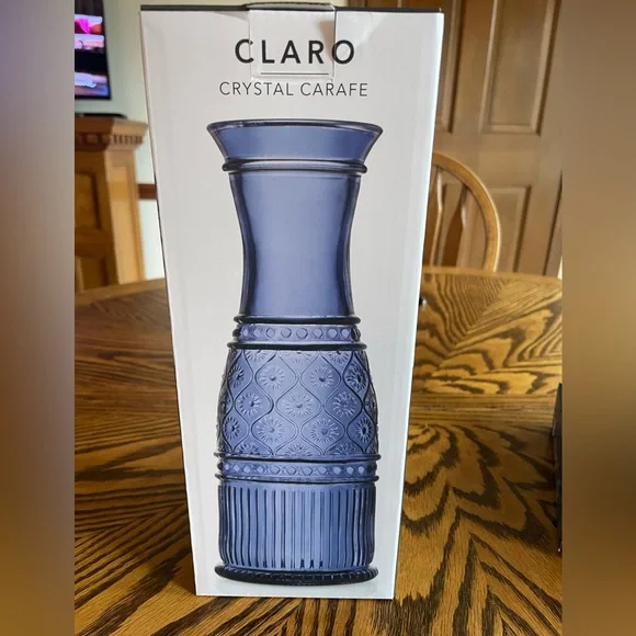 NWT Godinger Claro Blue Crystal Carafe - Picture 2 of 4